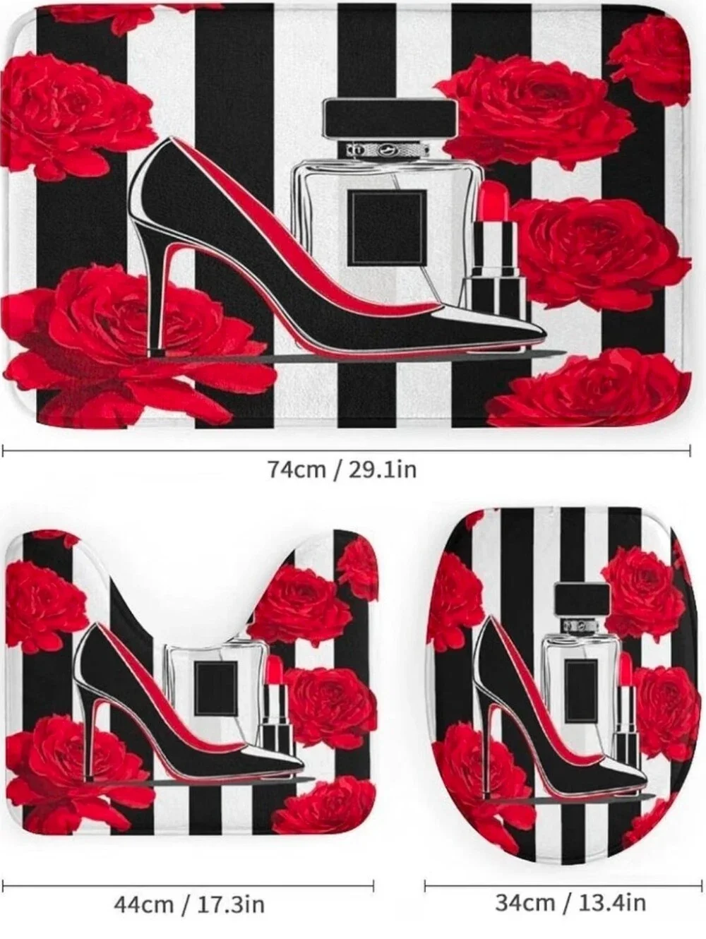 4-Piece Rose & High Heel Bathroom Set | NEW WITH TAGS |